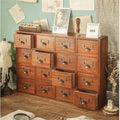 16 Drawers Desk Drawer Organizer Retro Apothecary Medicine Cabinet Wooden Storage Box Label Holder 20x4x14In