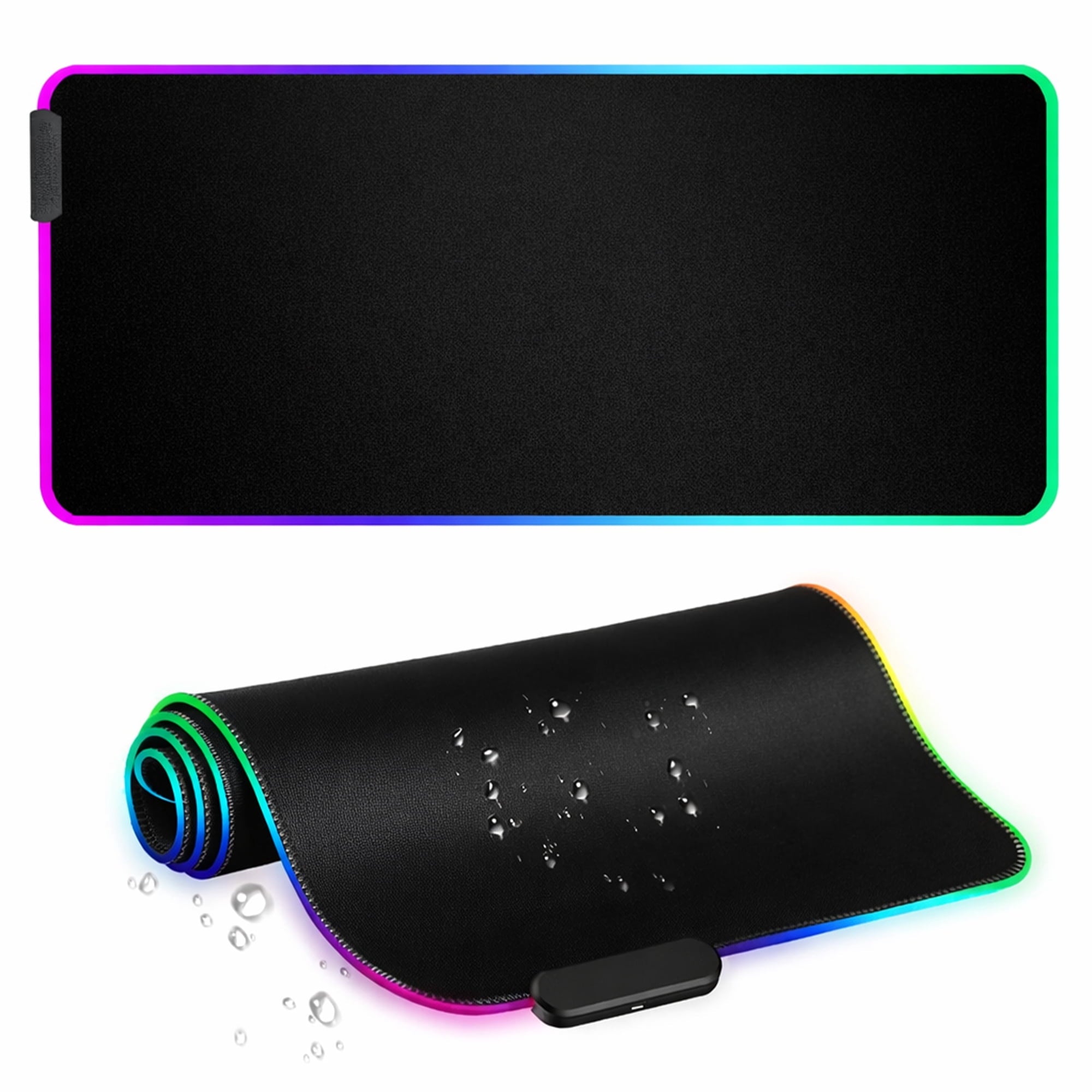 Lumen8 RGB LED Gaming Desk Mouse Pad, 11.8 x 31.5 in, USB Powered with Braided Micro USB Cable, Water-Resistant