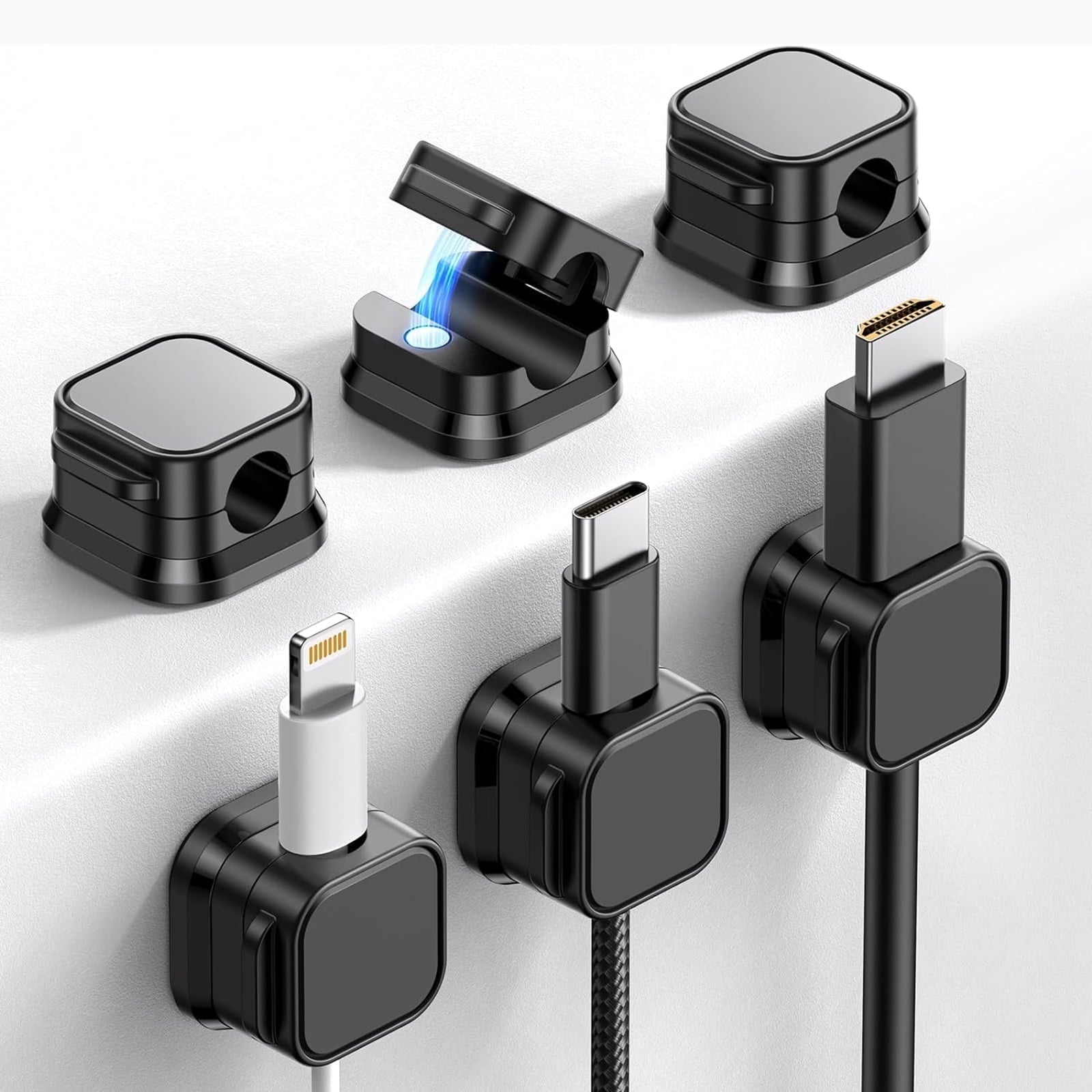 Cord Organizer- Mini Cable Clips, Magnetic Cord Organizer For Home Office, Desk, Telephone, Car, Wall, Desktop, Bedside Table (6pcs)