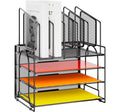 4-Tier Desk File Organizer,5 Vertical File Holder and Handle for Home Office (New Vertical Holder-Black)