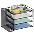 and Accessories，4-Tier Paper Letter Tray with File Holder for Home Office Supplies (Black)1 Count
