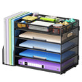 Marbrasse Multi-Functional Desk Organizer Tray,5 Tier Paper Letter Tray Organizer with File Holder,Mesh File Storage with 8 Compartments