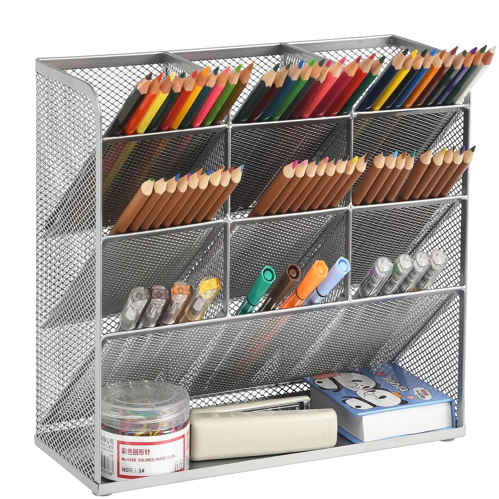 Mesh Desk Organizer, Multi-Functional Pen Holder, Pen Organizer for desk, Desktop Stationary Organizer