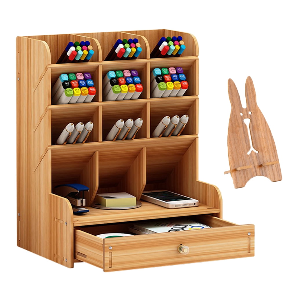 Pen Holder Organizer,Wooden Desk Organizer,Multi-Functional DIY Pen Holder, Pen and Marker Organizer for Desk