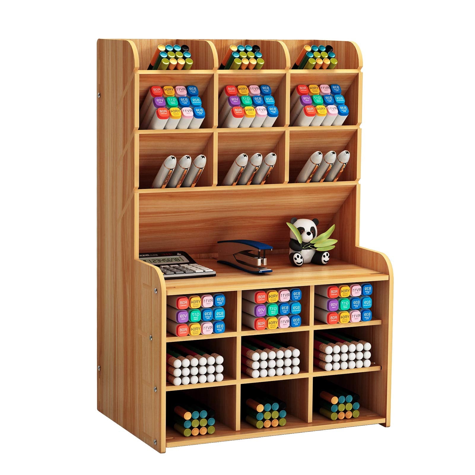 Marbrasse Upgraded Wooden Pencil Holder, Pen Organizer for Desk ,   Desktop Stationary Organizer Caddy