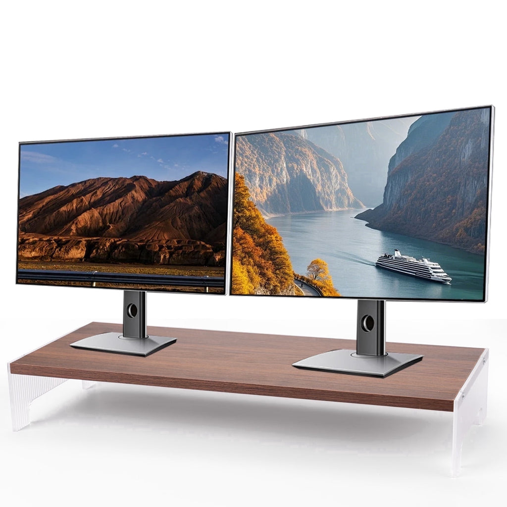 Marsrock Clearance Wood&Acrylic Computer Monitor Stand Desk Desktop Organizer Table For Home,Office Workspace,Laptop Riser,Printer,PC&TV Scr