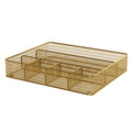 Ryder Gold Mesh Metal 6 Compartment Large Desk Drawer Organizer for Accessories and Office Supplies