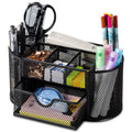 with Drawer, 8 Compartments, Black