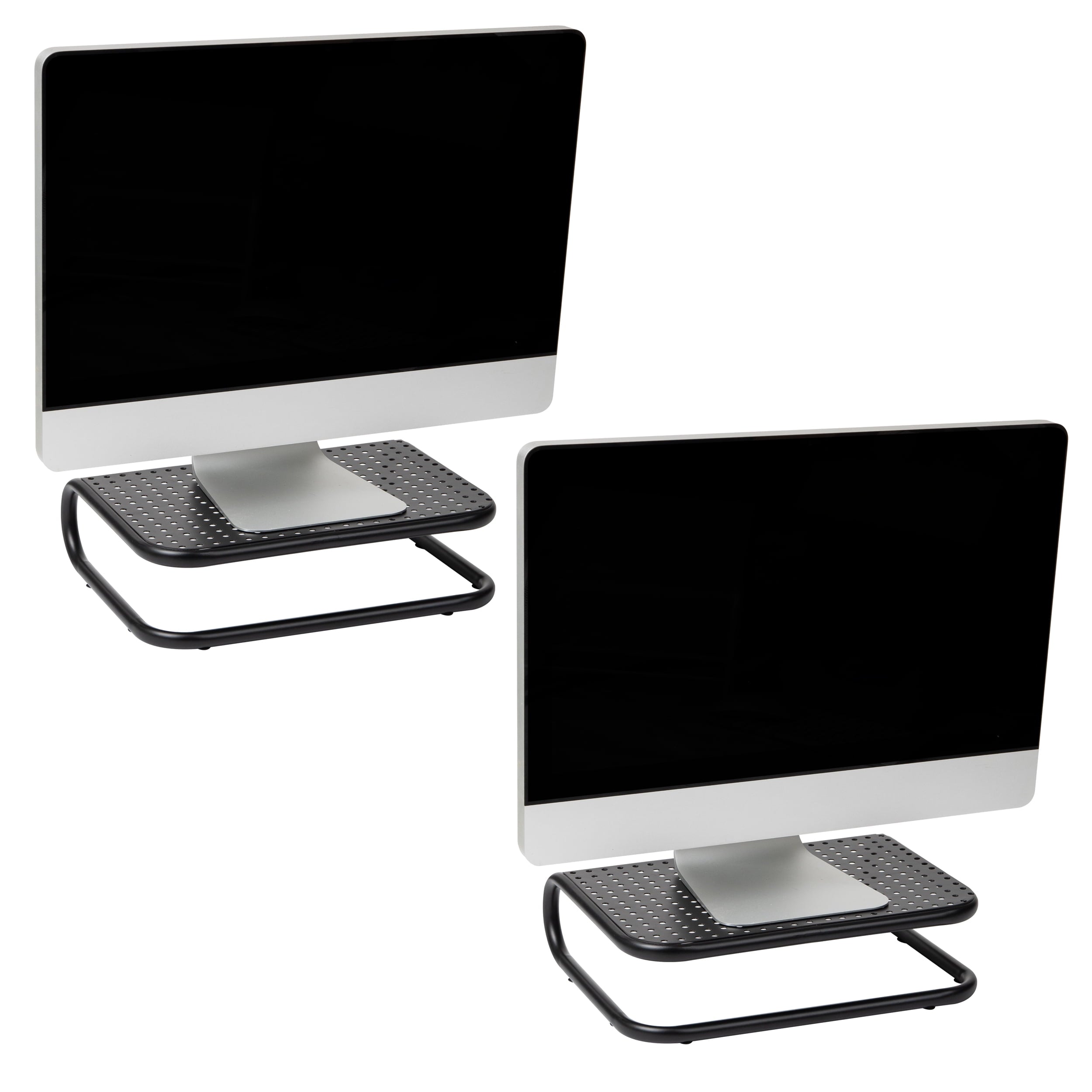 Metal Monitor Stand, Desk Riser Desktop Organizer 14.25"L x 11"W x 4.25"H, Set of 2, Black