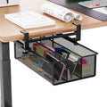Under Desk Drawer Clamp-On Mesh Metal Under Table Storage Organizer Slide Out Caddy with 3 Compartments for Home & Of...