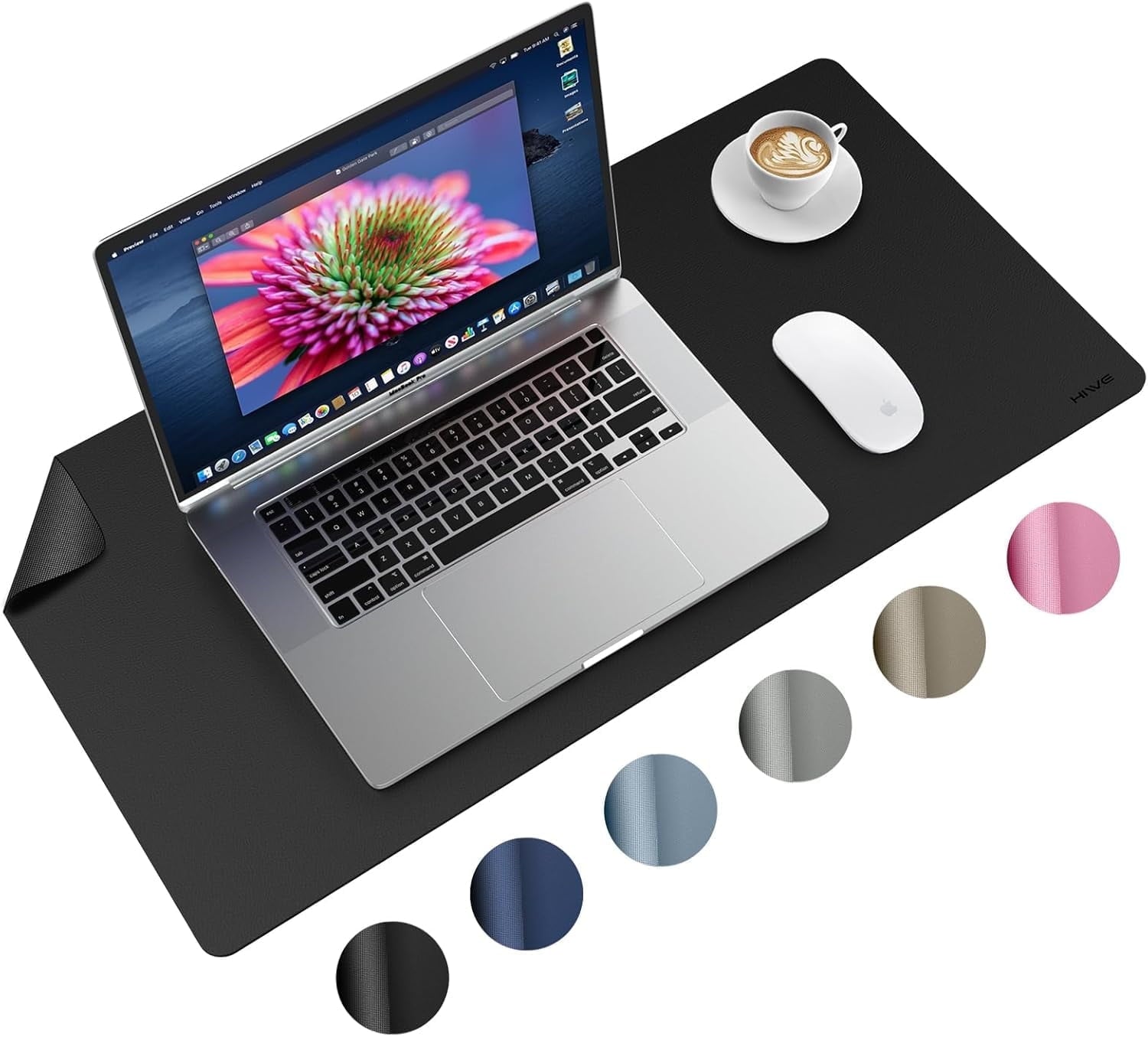 Desk Pad Protector, Office PU Leather Mouse Mat, 31.5 x 15.7, Waterproof & Non-Slip Base Large Mouse Pad for Home, Black