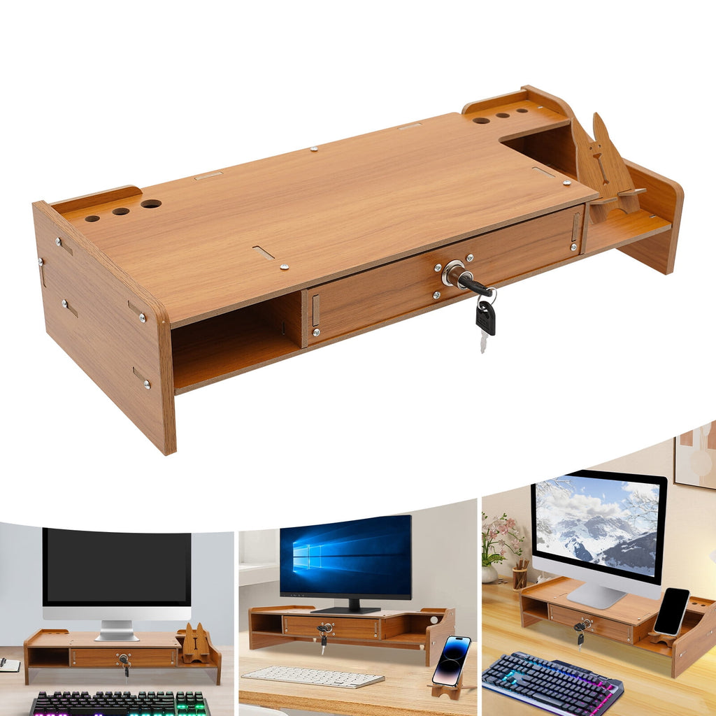 Rack w/ Drawer Computer/Laptop/PC Stand for Desk Organizer For Homes, Schools, Offices