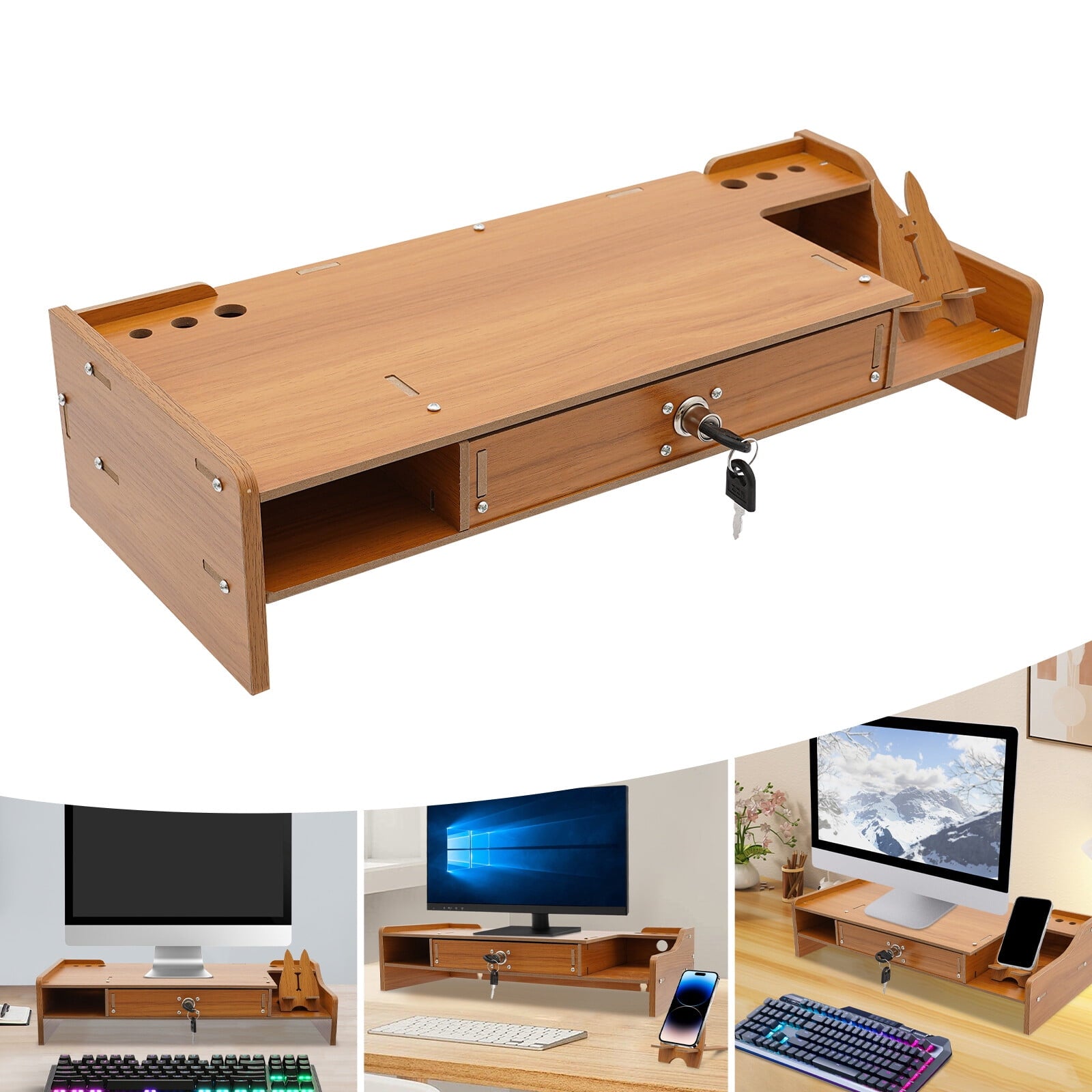 Rack w/ Drawer Computer/Laptop/PC Stand for Desk Organizer For Homes, Schools, Offices