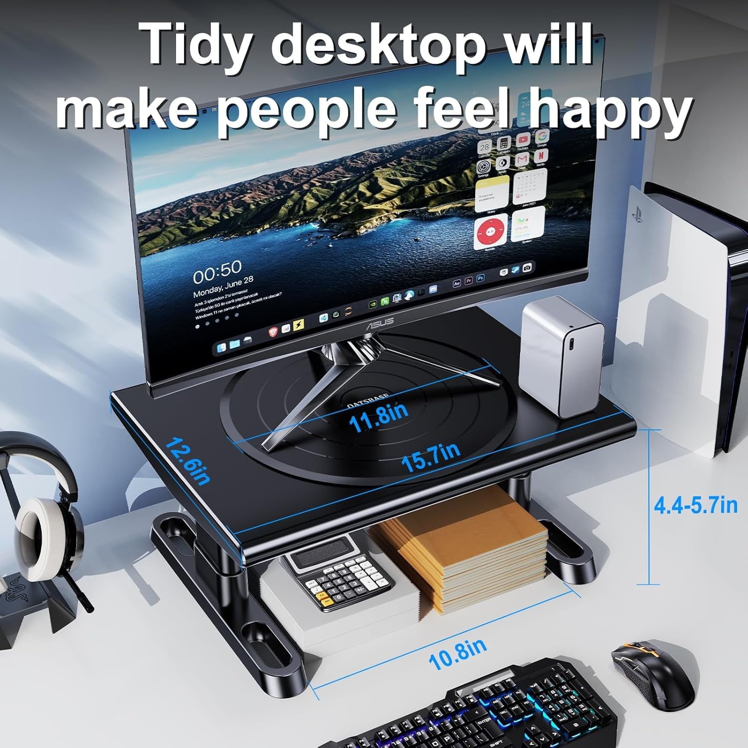 for Desk, 360 ° Rotation Freely Height Adjustable , 4.4-5.8 Inches, Ergonomic Mount, Desktop for Computer Laptop Prin...
