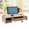 Monitor Stand Riser with Drawer, Ergonomic Computer Monitor Stand with Storage, Wooden Desktop Monitor Shelf for Office, Home, Laptop, PC &