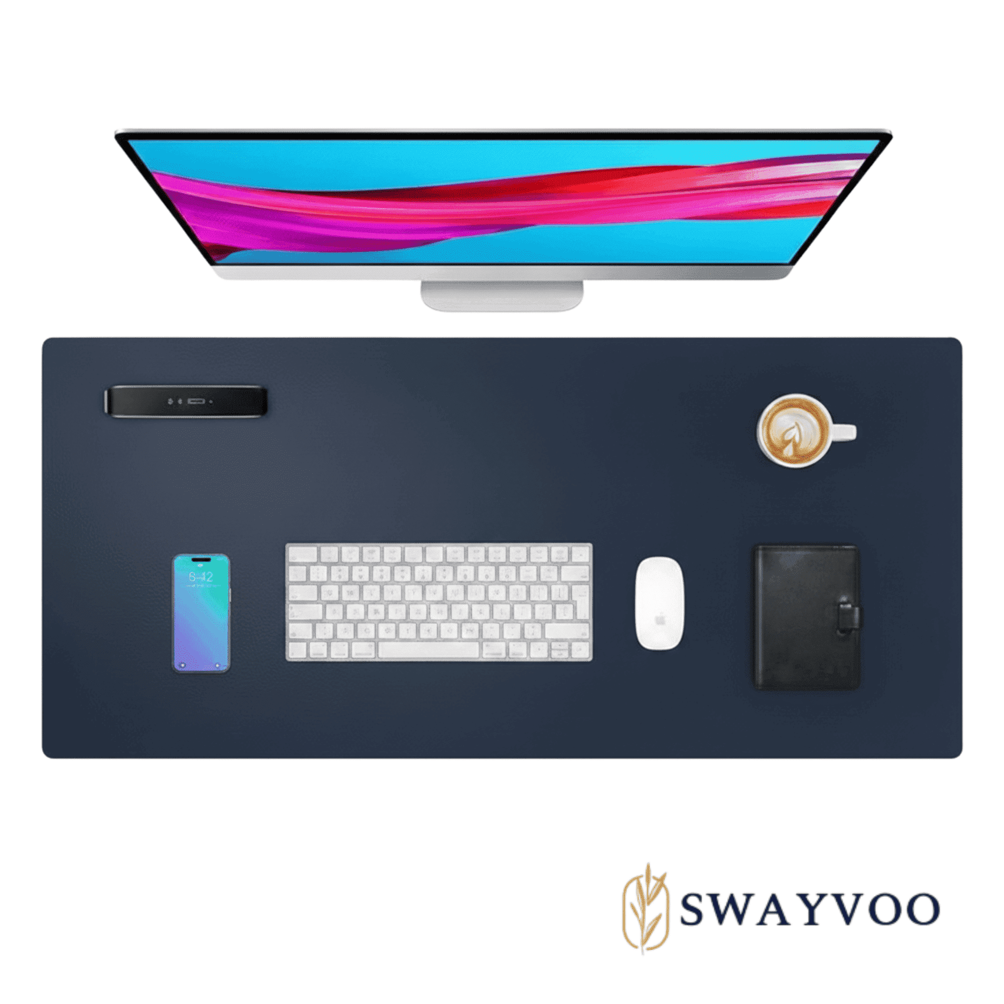 Desk Pad Protector, 31.5" × 15.7" PU Leather Mouse Pad, Office Desk Mat, Non-Slip Desk Blotter, Waterproof Laptop Wri...