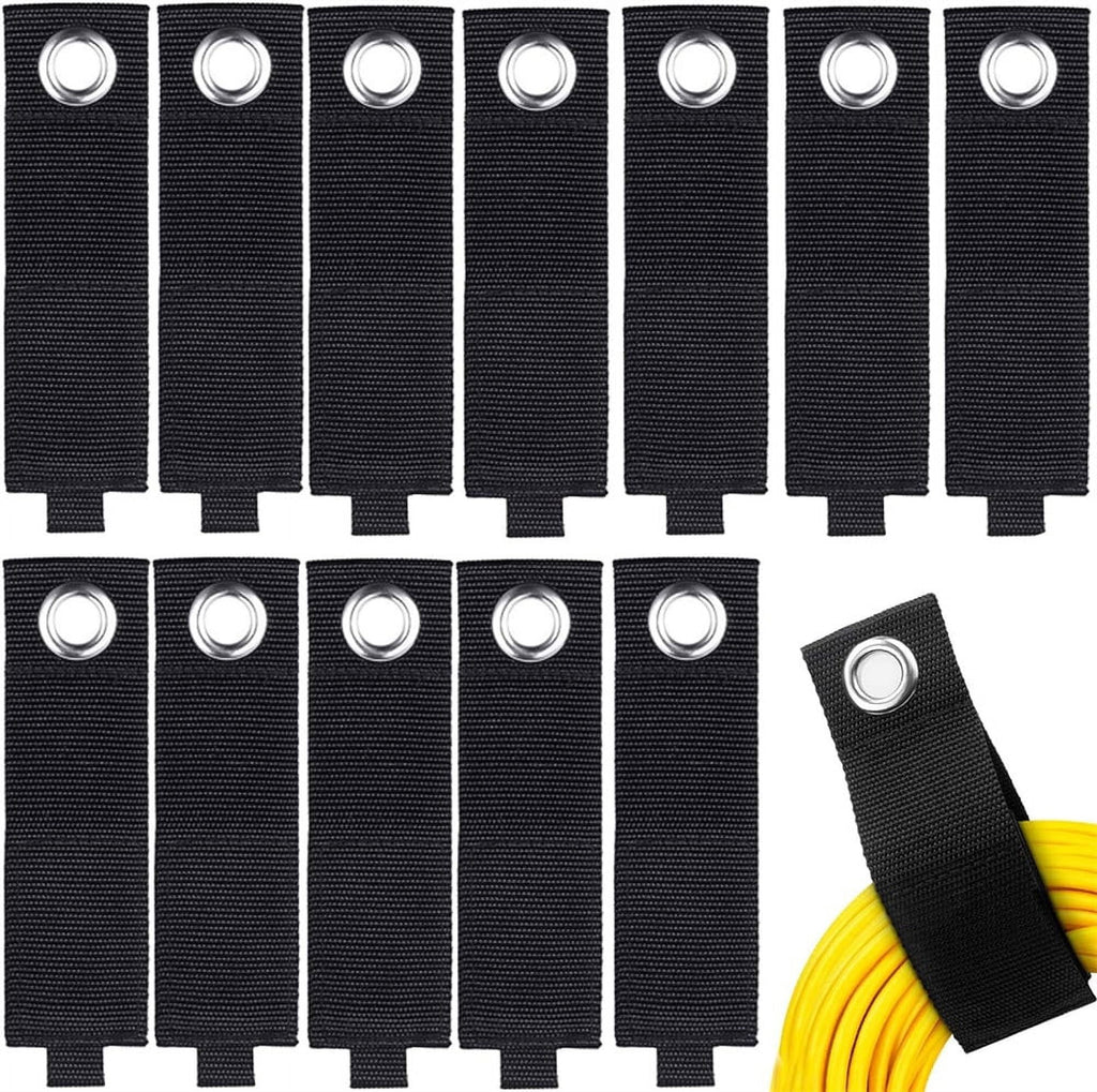 12 Pack Extension Cord Holder Organizer Large 13 Inch (Unfolded) Cable Strap Wrap Heavy Duty Hoop and Loop Hanger Org...