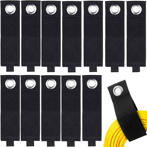 12 Pack Extension Cord Holder Organizer Large 13 Inch (Unfolded) Cable Strap Wrap Heavy Duty Hoop and Loop Hanger Org...