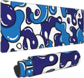 Navy Blue White Gaming Mouse Pad XL 31.5”x11.8” Anime Cool Desk Pad Geometric Japanese Desk Mat Non-Slip Rubber Base ...