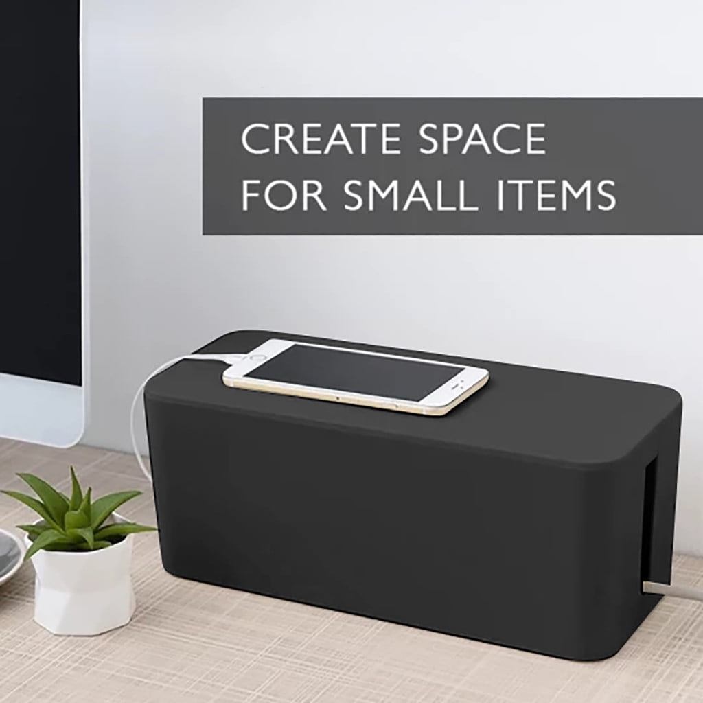Naxoaeo Cable Management Box - Large Cord Organizer Box to Hide Power Strip & Under Desk, TV Computer Wires Cable Organizer Box, Desk Cord O