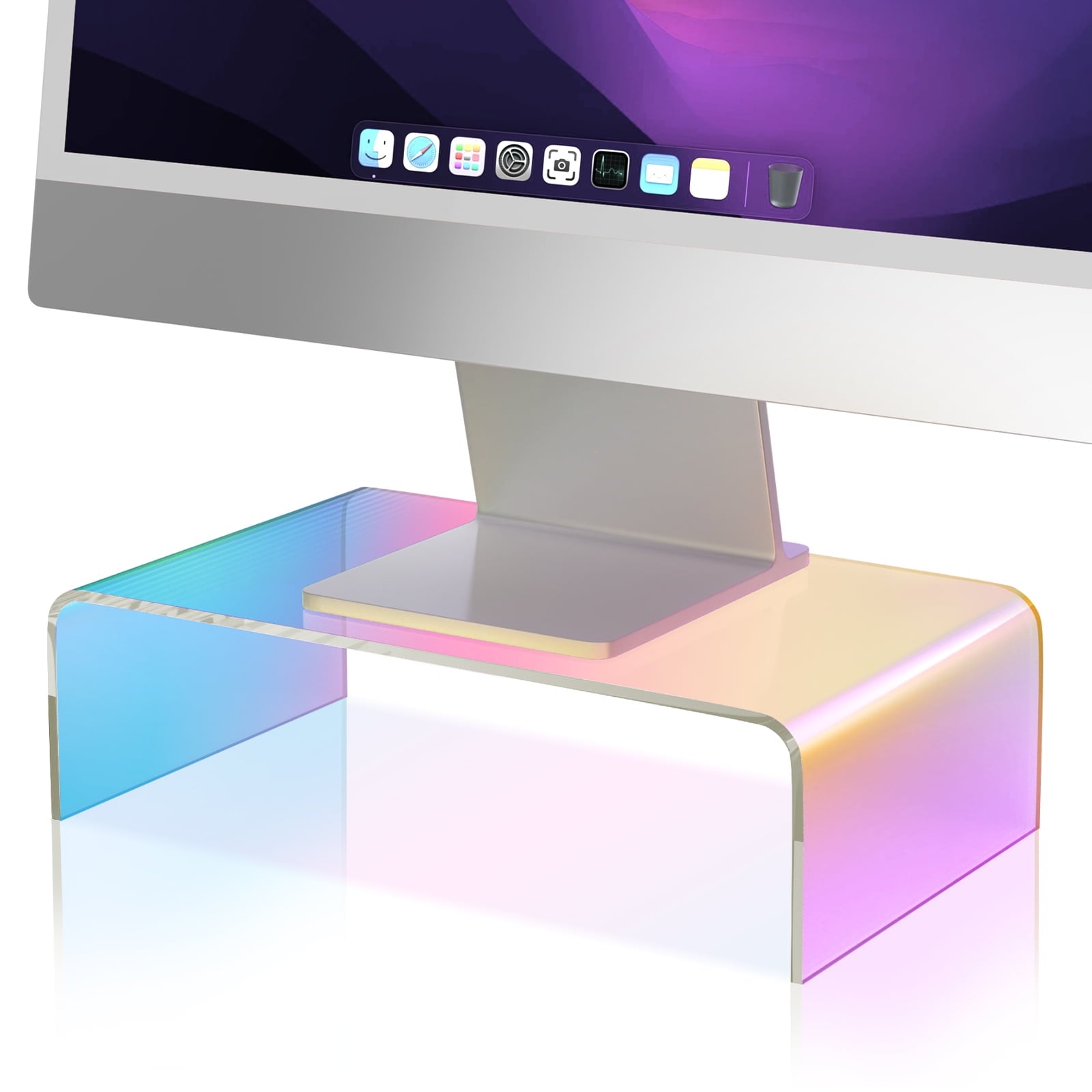NiHome Iridescent Acrylic Computer Monitor Stand, Acrylic Laptop/PC/Desktop Stand Riser for Desk, Durable, Ergonomic Design, Space Saving fo