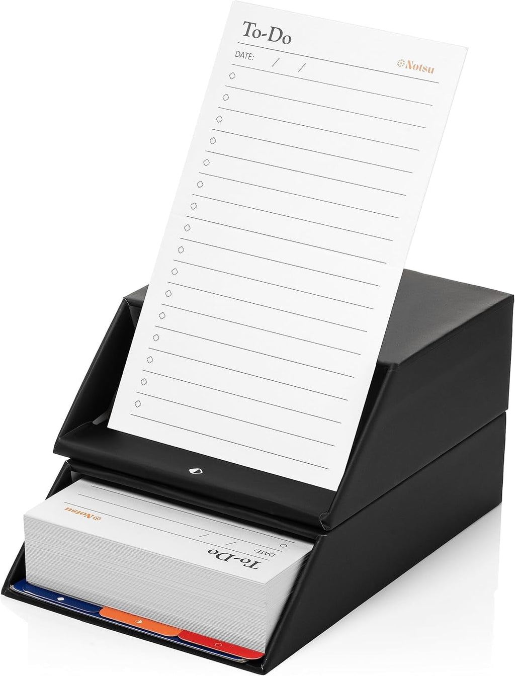 Notsu Centre Rise To Do List Card Box Set | 50 Foldable To-Do Vertical Notecards 3x5, Productivity Index Card Organizer Tab Dividers, Desk C