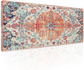 Orange Teal Boho Gaming Mouse Pad XL Persian Rug Carpet Bohemian Retro Extended Large Desk Mat Big Mousepad Non-Slip ...