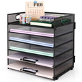 PHANCIR 6-Tier Desk Organizer Paper Storage Box ,Stationery Tray with Handle Mesh Stationery Tray Desktop File Classifier, Suitable for Offi