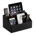 MEIBOOCH PU Leather Desk Organizer, Luxury Remote Control Holder for Home, Office Desk Accessories Table Caddy Bedside Nightstand Organizer