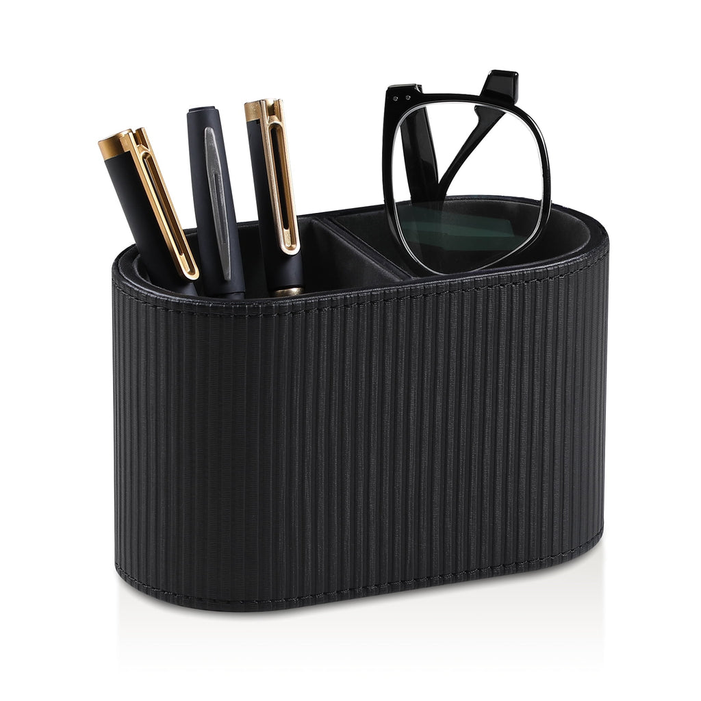 PU Leather Pen Holder for Desk, Small Remote Control Holder Pencil Cup Multifunctional Desktop Organizer Caddy for Ho...