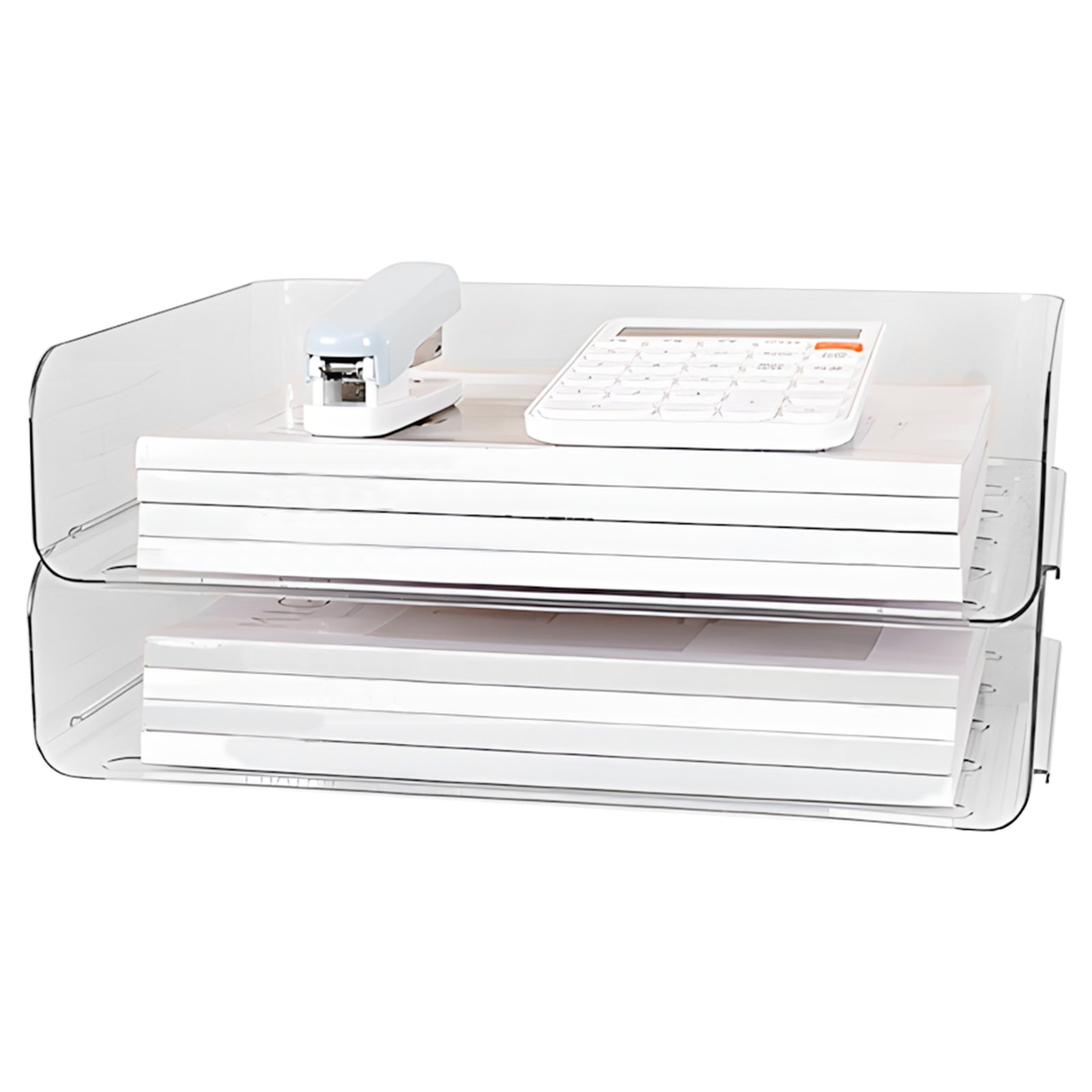 Paper Tray Organizer for Desk, 2-Tier Desktop Organizer, Transparent Acrylic Office Supplies Holder, Ideal for Office...