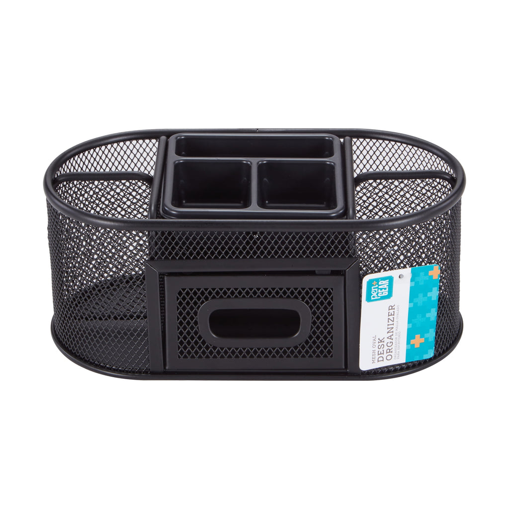 Metal Mesh Desktop Organizer, 8 Compartments, Black