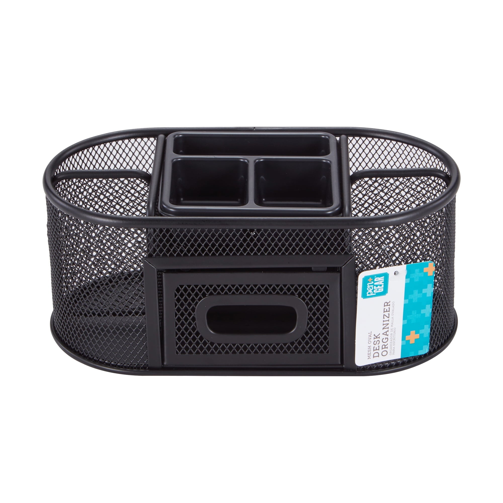 Metal Mesh Desktop Organizer, 8 Compartments, Black