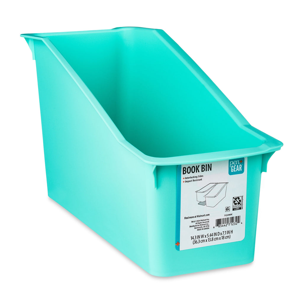 Plastic Desktop Book Organizer Bin, Spearmint, 9-Pack