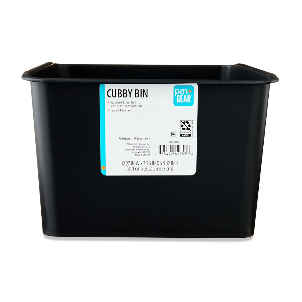 Small Plastic Desktop Organizer Cubby Bin, Black, 8-Pack