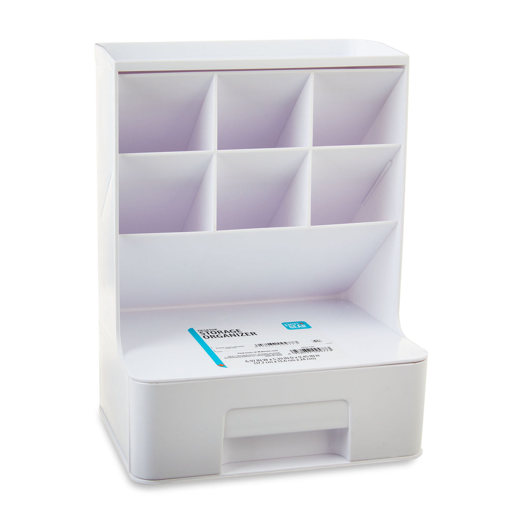 White Tall Organizer Plastic Desktop Organizer