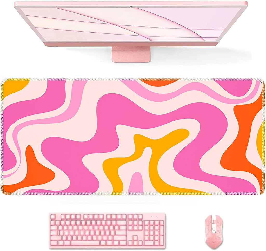 Pink Desk Mat Desktop, Computer Large Mouse Pad for Desk, Gaming Desk Pad Matt, Mousepad with Non-Slip Base, Cute XXL...