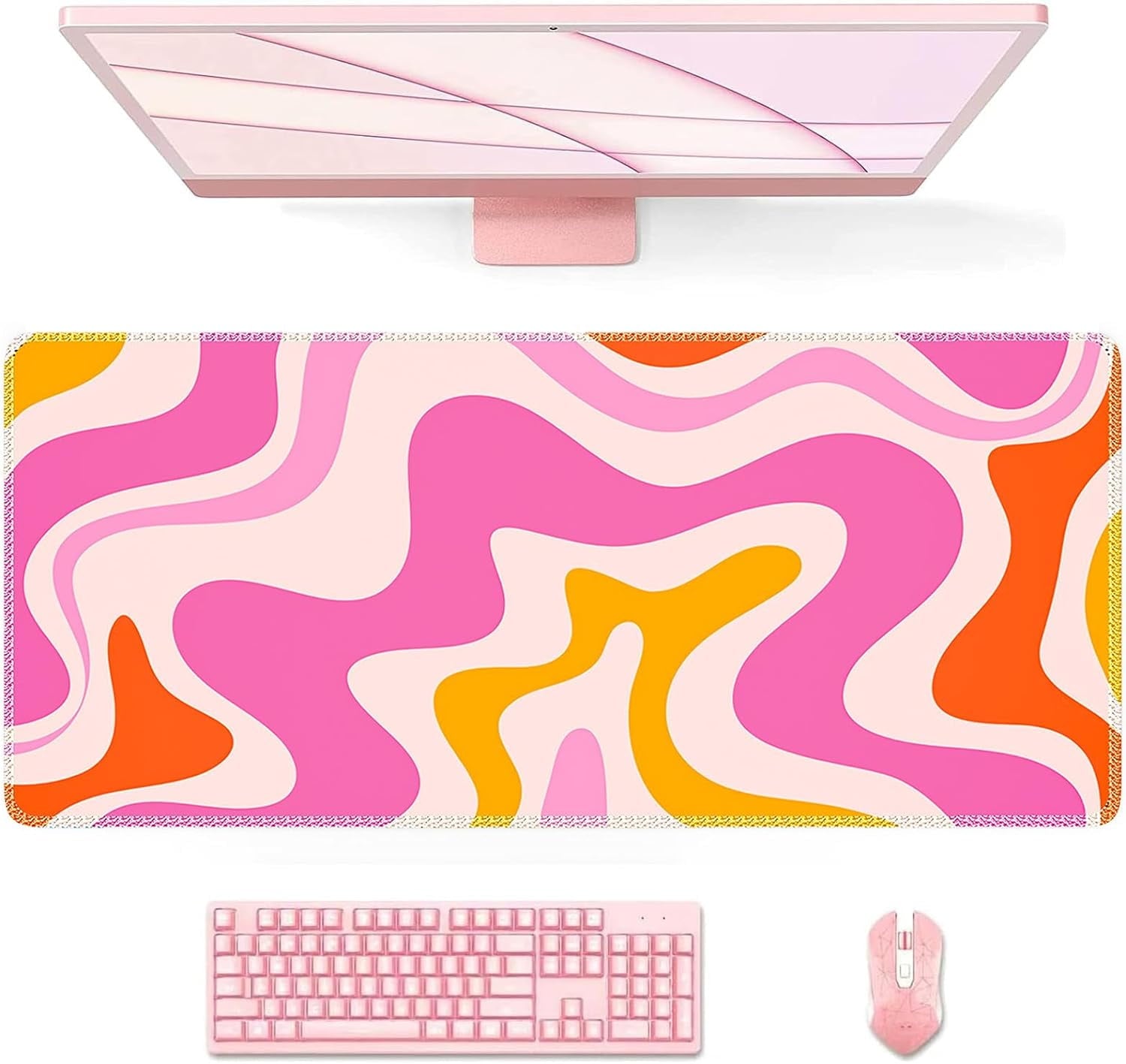 Pink Desk Mat Desktop, Computer Large Mouse Pad for Desk, Gaming Desk Pad Matt, Mousepad with Non-Slip Base, Cute XXL...