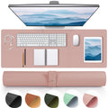 Pink Leather Desk Mat, Non-Slip Large Computer Desk Pad Protector, Waterproof Office Desk Mouse Pad Blotter for Desktop Keyboard Gaming Home