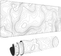 QCQHDU Large Gaming Mouse Pad with Stitched Edges, Minimalist Topographic Map Desk Mat, 3mm Thick Non-Slip Rubber Base Mice Pad for Gamer,Of