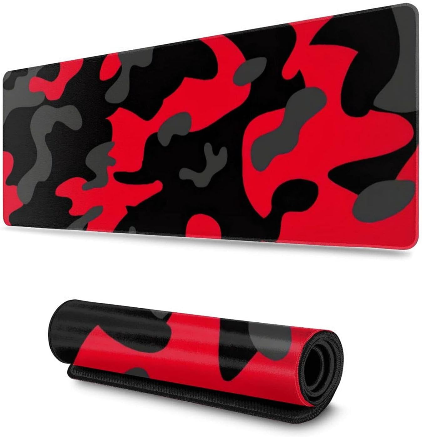 Red and Black Gaming Mouse Pad Large XL Desk Mat Camo Camouflage Long Extended Pads Big Mousepad Home Office Decor Accessories for Computer