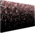 Rose Gold Glitter Black Desk Mat Extended Mouse Pad XXL Office Desk 31.5x15.7 in Accessories for Women Girl Gamer Ful...