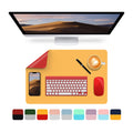 Desk Pad Protector,PU Leather Dual Side Mouse Pad, 23.6" x 15.7",Non-Slip and Waterproof Writing Mat (Red + Yellow)