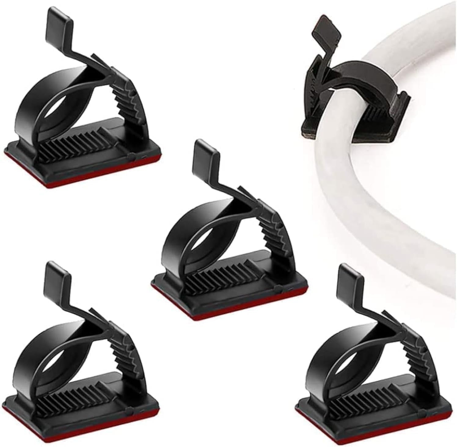 50Pcs Adjustable Cable Management Clips, Adhesive Organizers Sticky Wire Clips Cord Holder for TV PC Ethernet Under D...