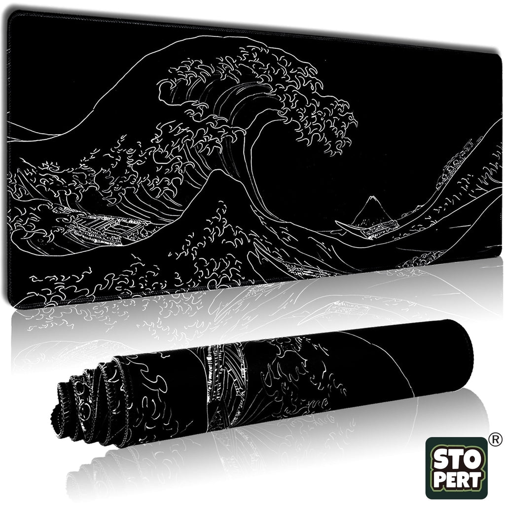 Large Gaming Mouse Pad - STOPERT XXL Extended Waterproof Desk Mat, 31.5"x11.8" Computer Keyboard Mouse Pad with Stitched Edges & Non-Slip Ru