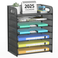 Desk Organizer with Handle, Paper Organizer Letter Tray File Rack Paper Storage Holder Shelves,7 Tier
