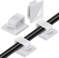 White Wire Clips Adhesive, Self Adhesive Cable Clips, Cord Organizer, Wire Management Flat Ethernet Cable Holder Clam...