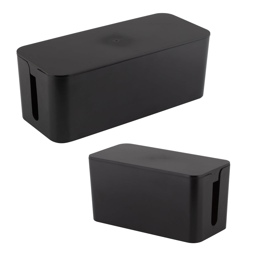 Simplify 2 Pack Plastic Wire / Cable Organizer Hidden Storage Boxes in Black