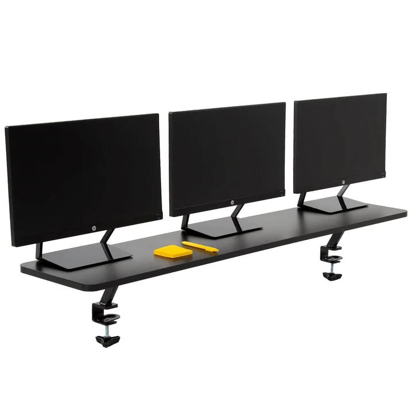 55" Clamp-on Desk Shelf - Extra Large Surface Supports 3 Monitors - Sturdy 4.5 ft Monitor Stand Riser Easily Attaches...