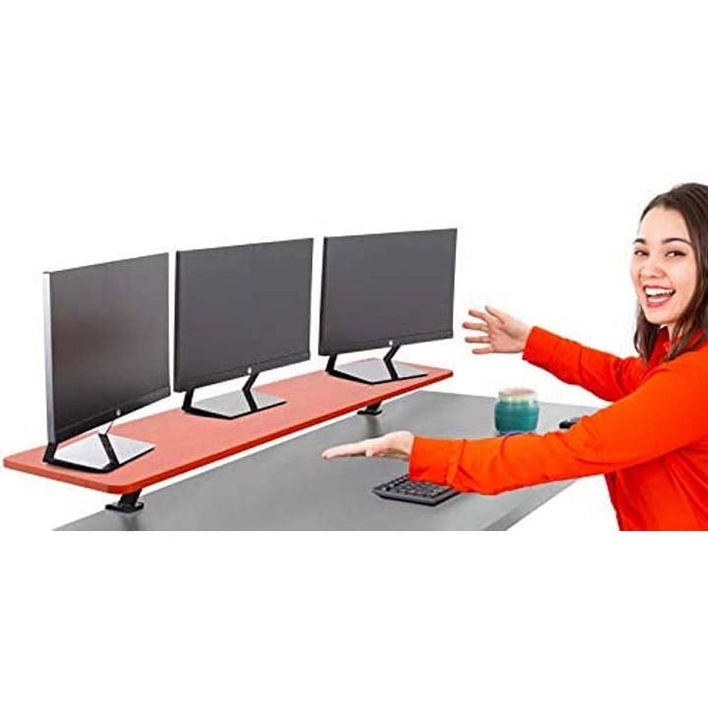 55 Inch Clamp On Desk Shelf | Large Monitor Riser Supports 3 Screens for Extra Storage | Ergonomic Monitor Stand Secu...